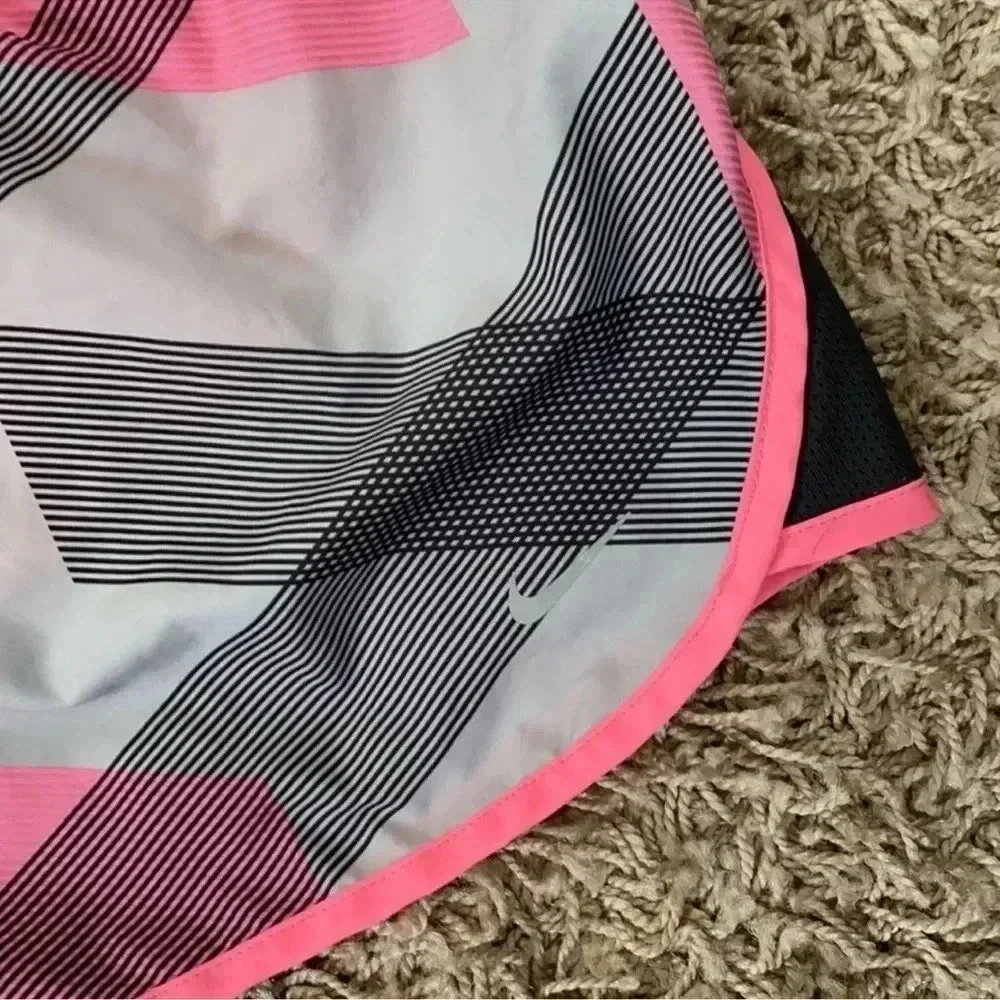 Nike Pink and Gray Striped Running Drawstring Waist Shorts-Size Medium